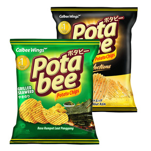 Indonesia imported puffed casual snacks calbee calbee potabi roasted seaweed salted egg yolk potato chips 68g