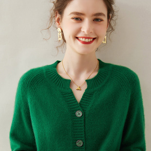 Cashmere Sweater Women's Seven-pin Thickened Cardigan Sweater Coat Autumn and Winter New Long Sleeve Warm Top Cashmere Knitted