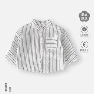 Men's Baby Shirt Spring 2025 New Long Sleeve Thin Coat Shirt Spring and Autumn Boy's Top Baby Clothes