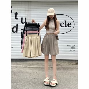 2023 Lazy Style Pleated Korean Style Slump Pants Casual Pants Loose Women's Half Wide-leg Pants Pleated Cool Pants