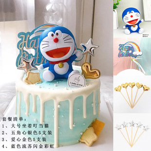 Dingdang украшение для торта с котом, популярная в Интернете креативная кукла Doraemon, детский плагин для выпечки на день рождения