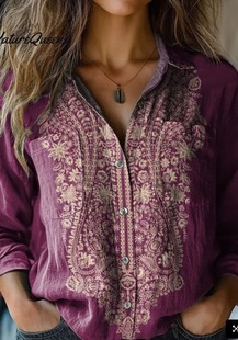 New 2025 Export Women's Shirt Tops 3D Printed Exquisite Linen Fabric Shirts Can Be Customized on Amazon