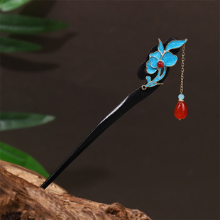 Antique Hairpin Tassel Step Wooden Hairpin Imitation Ebony Headwear Disc Hair Chinese-style Accessories Hair-pulling Ancient Dress Hairpin Women