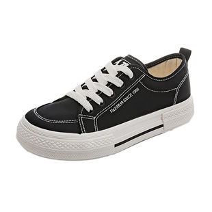 Big Canvas Shoes Women's 2023 Summer Casual All-match White Shoes Black Big-head Shoes Autumn Thick-soled Breathable Sneakers