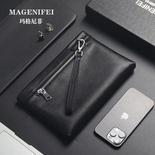 Men's Clutch Bag Genuine Leather Large Capacity Trendy Youth Casual Cowhide Clutch Bag Business Envelope Bag