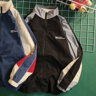 Spring and Autumn Vintage Contrast Color Stitching Baseball Suit Jacket Men's Trendy Brand Loose Bf Student Sports Couple Jacket for Men and Women