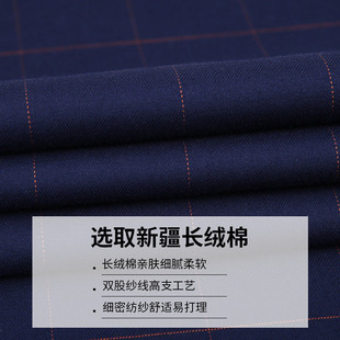 Autumn Shirt Men's Long-sleeved Tibetan Blue Plaid Dress Men's Middle-aged Business Shirt Thick Anti-wrinkle
