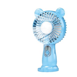New usb handheld small fan desktop cartoon stand rechargeable portable digital fan with lighting function
