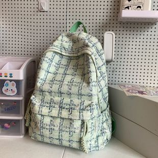 Japanese ins style artistic fresh plaid schoolbag high school student campus backpack female autumn and winter travel backpack