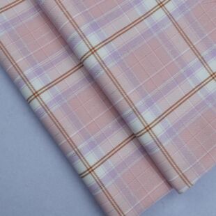 jk plaid fabric pink silver polyester yarn-dyed fabric pleated skirt garment skirt fabric handmade diy hair ring