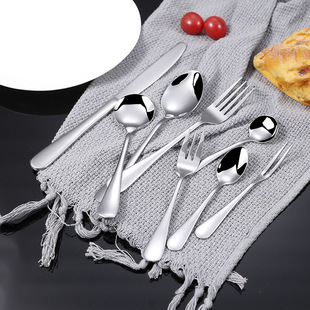 [Free sample] thick 1010 stainless steel tableware spoon set hotel steak knife fork spoon long handle fork