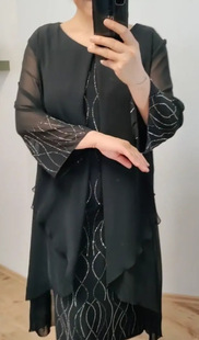 Cross-border summer middle-aged mother Amazon new fashion chiffon stitching ladies temperament hip dress ins
