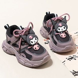 Girls' 2024 New Children's sneaker Girls' Kulomi Soft-soled Torre Shoes Fashionable Shoes for Large Children Spring and Autumn Mesh Surface