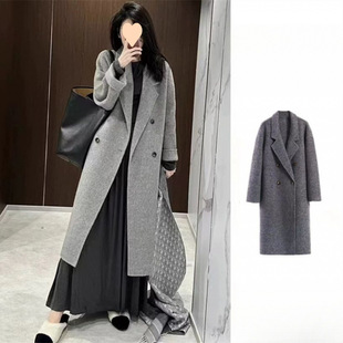 Black Double-Sided Woolen Coat Women's Autumn and Winter New Arrival Small Mid-length Trenchcoat Thickened Woolen Coat