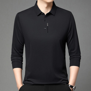 2025 spring and autumn lapel POLO shirt long sleeve thin casual men's business simple top T-shirt generation hair