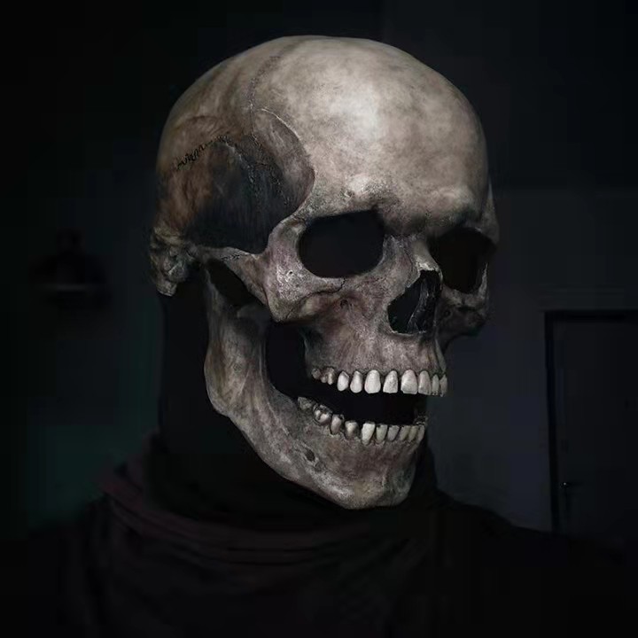 Halloween new moving mouth skull skull mask head cover mouth moving skull full skull mask