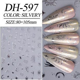 Star Moon Nail Art Stickers Flat 3D Bronzing Silver Sun God Star Moon Nail Stickers Jewelry DH