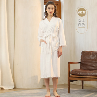 Simple Solid Color Bathrobe Women's Spring and Autumn Plus Large Size Sleeping Robe Autumn Jacquard Gelvelvet Couple's Home Clothes Bathrobe Men's