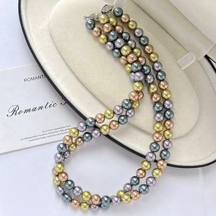 8mm круглая яркая имитация морской воды Таити Майрад ветер кофе платиновый серый теплый белый цвет конфеты цвета ожерелье