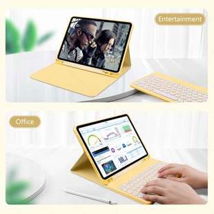 For 2021iPad11 Wonderful Control Bluetooth Keyboard Leather Case air4 Round Hat 9.7 Protective Case mini6 Mouse 10.9