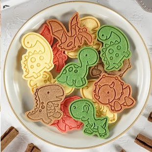 Foil sugar spring mold 4-piece set children's cartoon car dinosaur small animal spring pattern biscuit embossing mold