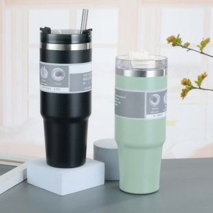 Трансграничная 30oz автомобильная чашка большой емкости ледяной кубок 304 нержавеющая сталь теплоизоляционный холодный кружка с соломкой кофе чашка