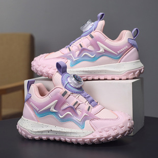 Babu bean boys shoes 2025 spring and autumn new sneaker leather waterproof rotating buckle shoes soft bottom wear-resistant casual shoes