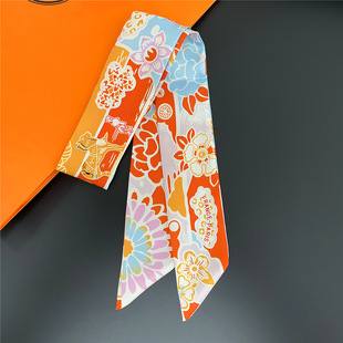 2023 Spring and Autumn New H Home Silk Thin Narrow Bag Scarf Strap Small Long Handle Silk Hair Band Ribbon Wholesale