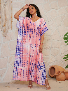 European and American beach blouse quick-drying Halo loose large size holiday robe beach skirt bikini sunscreen 1D02