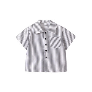Kindergarten Autumn and Winter Academy Style Performance Clothing Children's Denim Strappers suit Primary School Students' Sports Striped Shirt