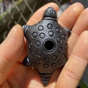 Nepal Handmade Pottery Fragrance Plate Line Fragrance Thick Fragrance Small Turtle Cute Grey Pottery Black Pottery Large Hole Indoor Use