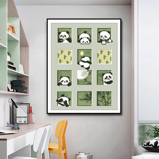Shake the sound fast hand cross-border a generation of full embroidery cross stitch 2024 new living room thread embroidery cartoon panda embroidery