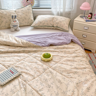 Class A Super Soft Double Yarn Knitted Cotton Summer Cool Quilt Machine Washable Summer Air-conditioning Quilt Dormitory Double Summer Thin Quilt