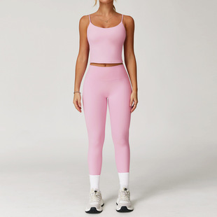 Cross-border Sanding Yoga suit Women's Tight-fitting High Waist Hip-lifting Yoga Clothes Running Sports Fitness suit 3063