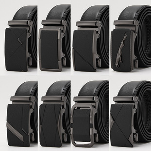 Frosted automatic buckle open edge two-layer leather belt business casual men's tide belt manufacturers wholesale