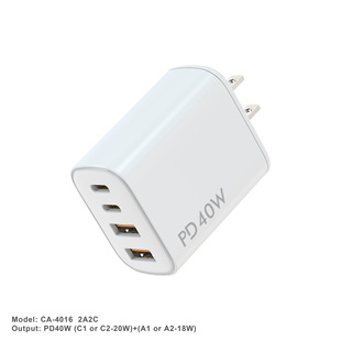 Трансграничные источники Smart Quick Зарядное двухканальное выходное 2C2A 40W PD QC3.0 Настольное многоходовое европейская зарядное устройство