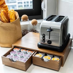 Wooden Coffee Capsule Drawer Storage Rack Coffee Machine Base Bracket Household Tea Bag Storage Rack