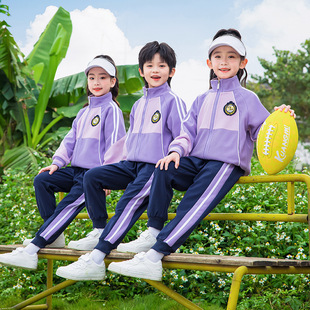 Spring and Autumn Primary School Uniform First Grade Class Uniform Kindergarten Garden Uniform Children's College Style Purple Sportswear suit