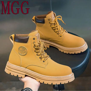 Rhubarb Boots Autumn and Winter New Lovers Shoes Outdoor All-match Thick-soled High-top Martin Boots Fashion Boots Women's Spring and Summer Non-slip