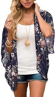 in stock Amazon Ins Explosions New Chiffon Beach Skirt Blouse Digital Printed Cardigan Sunscreen Clothing Kimono