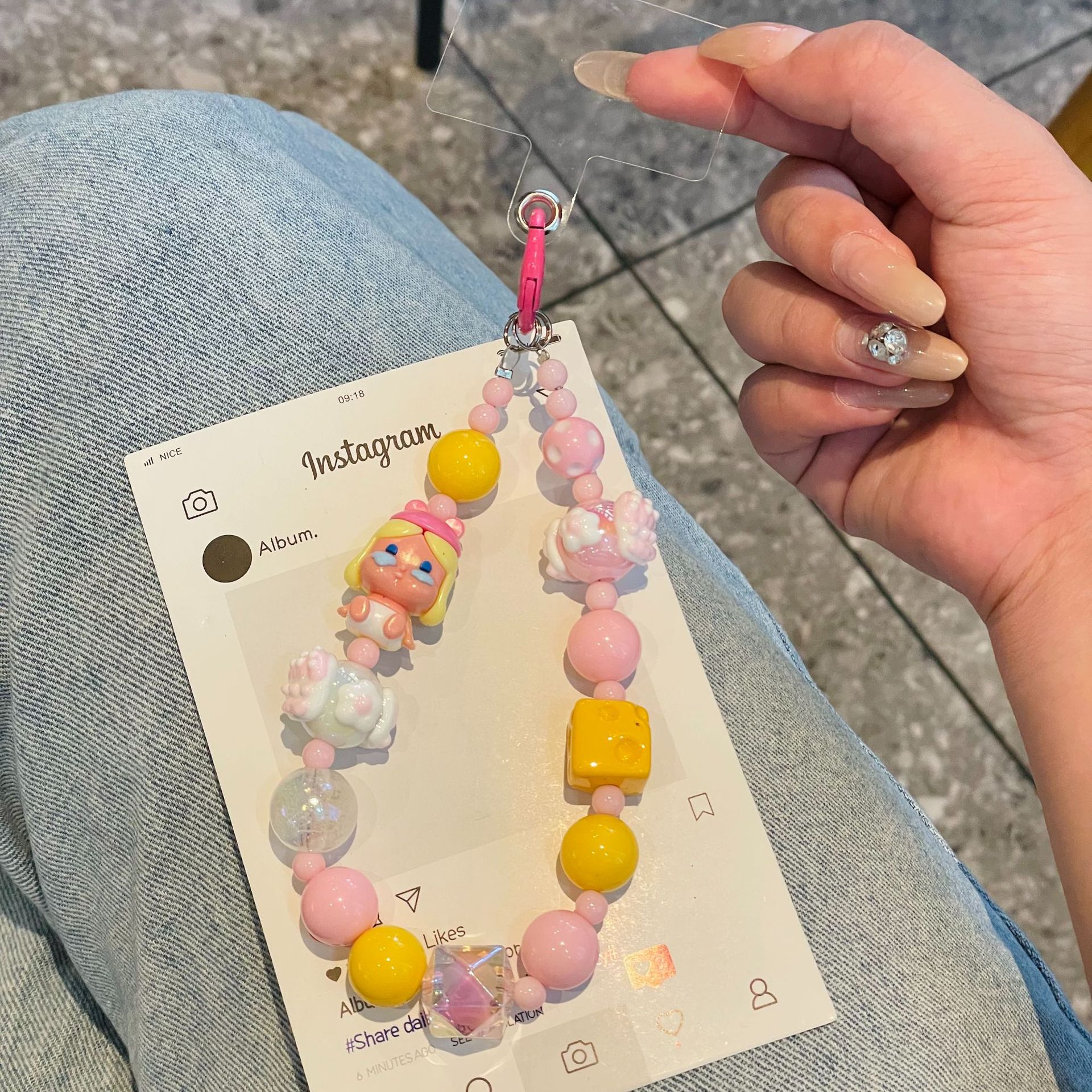 Cartoon Cute Doll Handmade Chain Lanyard Pendant Mobile Phone Chain Ccd Camera Beaded Bag Chain Pendant