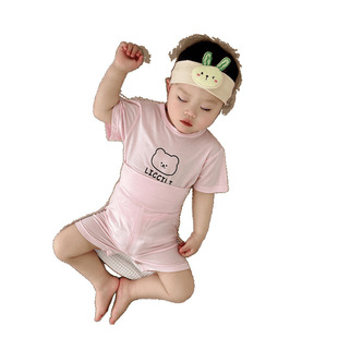 Korean Style Baby Summer Thin and Soft Home Clothes Set for Boys and Girls Baby Short-Sleeved Pajamas Two-Piece Set