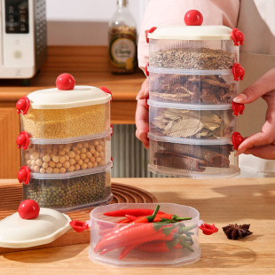 Spice Storage Box Scallion, Ginger and Garlic Spice Jar Household Kitchen Stackable Sealed Box Storage Jar Sub-packing Box Preservation Box