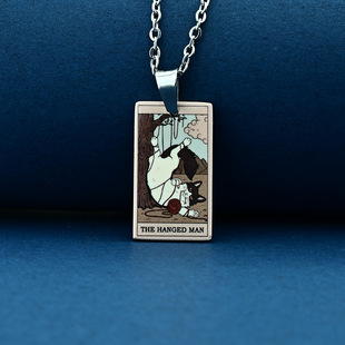 European and American Hot Tarot Card Retro Cat Stainless Steel Pendant Small Star Moon Necklace Small Gift