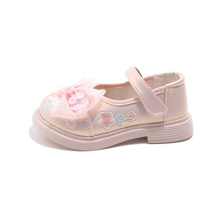 Girls' Shoes and Socks Spring and Summer Baby Lace Bow Princess Shoes Baby Non-Slip Soft Bottom Indoor Toddler Shoes Pre-Step Shoes