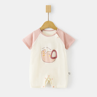 Baby Summer Ice Doraemon Short-sleeved Body Clothes Newborn Boneless Hatshirt Air-conditioning Clothes Baby and Young Children Climbing Clothes
