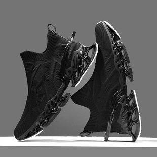 2023 New Spring Popular Breathable Blade Men's Shoes Large Size Foreign Trade Sports Shoes Shock Absorbing TPU Bottom Flying Weave Men