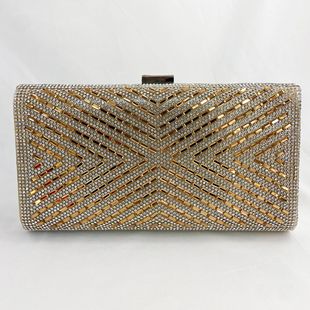 Foreign Trade Special for New Rhinestone Banquet Evening Bag Acrylic Striped Clutch Bag Shoulder Crossbody Dress Women's Bag