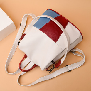 ins multi-purpose anti-theft white backpack 2020 Western style Internet celebrity genuine leather women's bag fashionable all-matching women's backpack