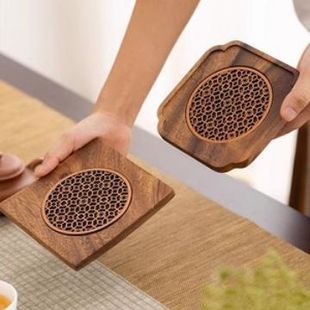 Walnut solid wood tea mat pot mat small water storage coaster pot dry bubble table high-end purple sand pot cover bowl pot mat